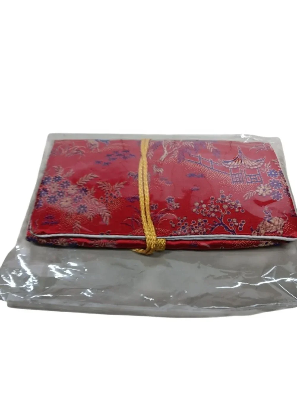 Four Silk Jewelry Pouches Lot Asian Nautical and Checkered Gift Idea